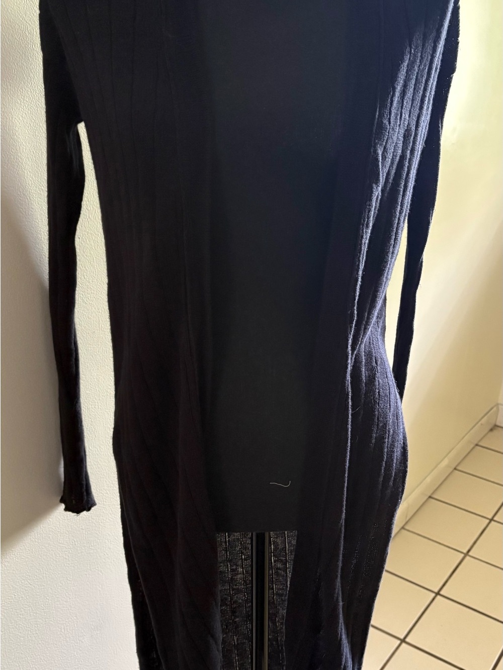 Free People Black Long Sleeve Ribbed Knit Sweater